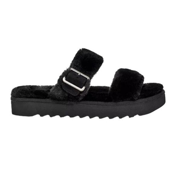Koolaburra by UGG Furr-ah Slide Sandal Black Women’s 11 Faux Fur Slippers NWOT - Picture 2 of 13